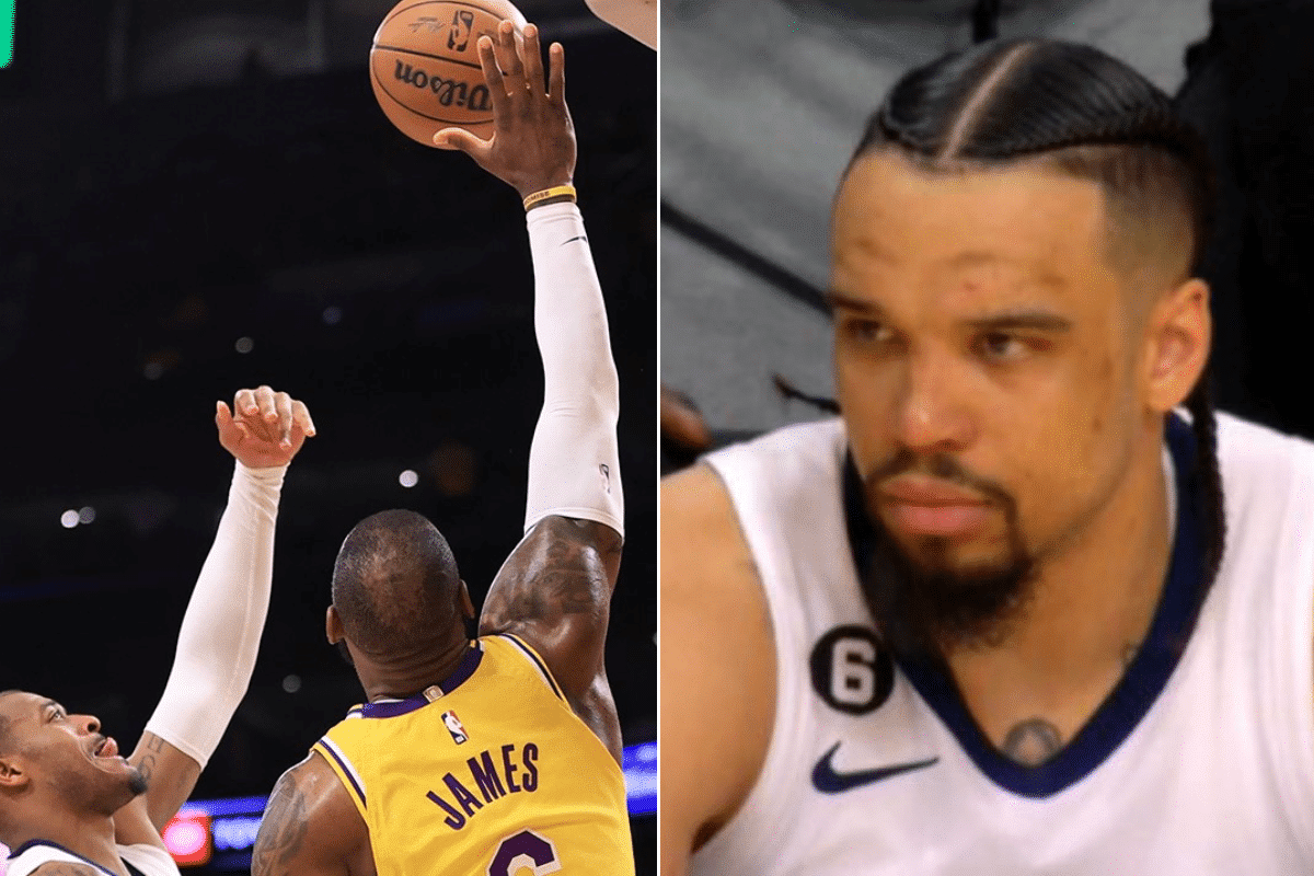 LeBron James e Dillon Brooks, NBA Playoffs Lakers x Grizzlies. Foto: Reprodu&ccedil;&atilde;o/Twitter/@Lakers e Reprodu&ccedil;&atilde;o