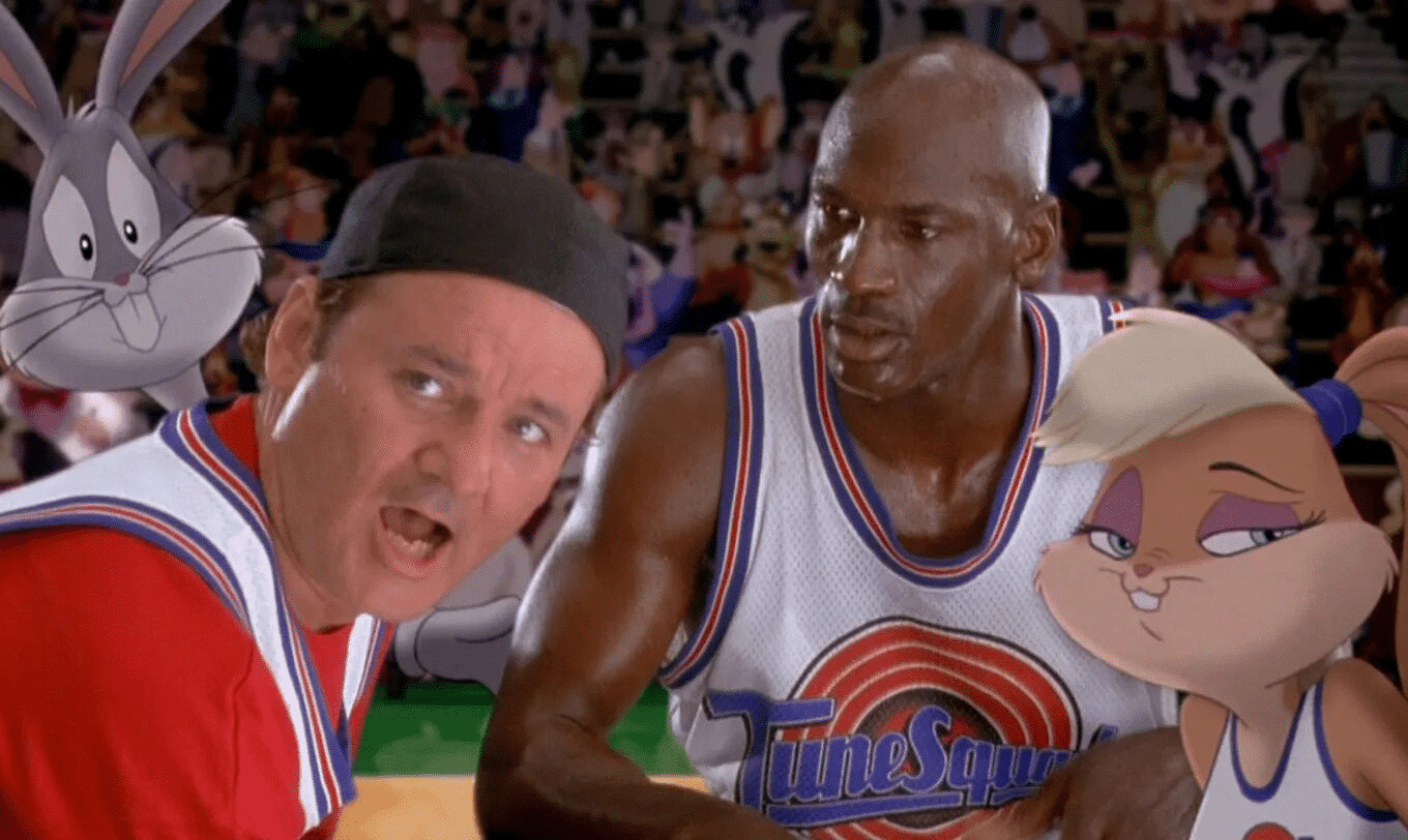 Michael Jordan e Bill Murray no filme Space Jam (Foto: Reprodu&ccedil;&atilde;o)