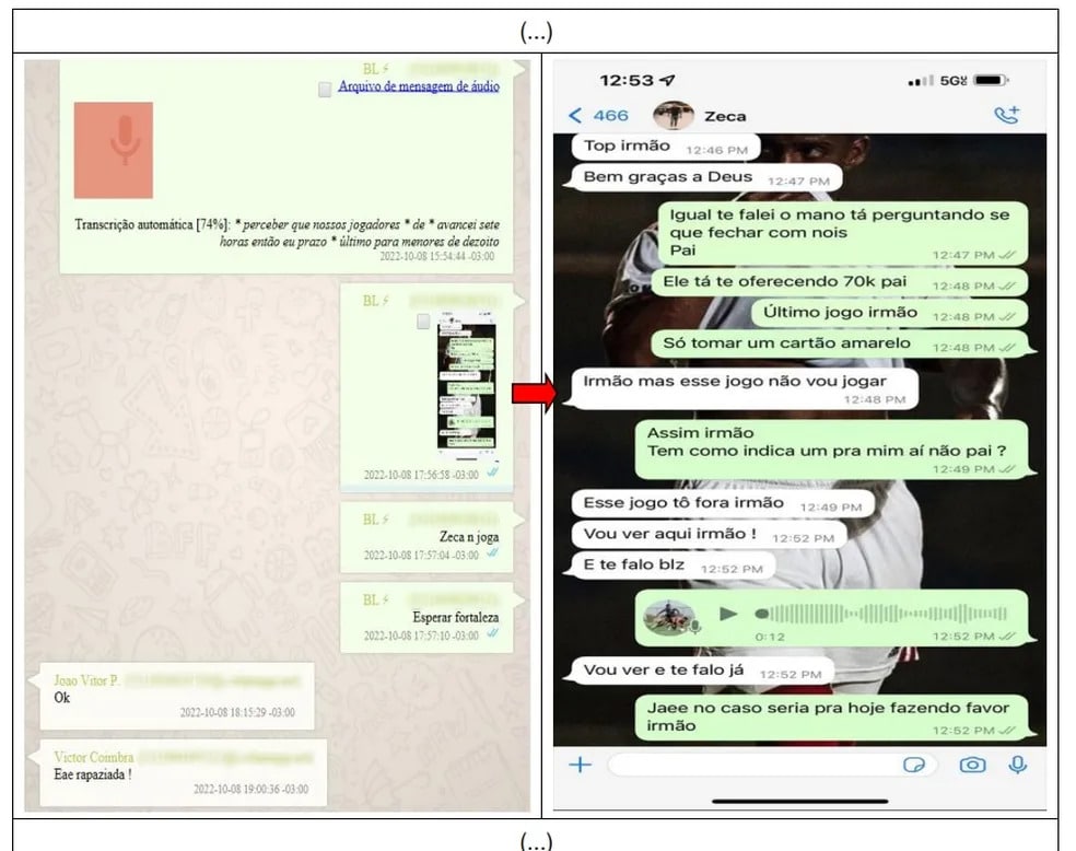 Suposta conversa entre Zeca e Bruno Lopez. Foto: Reprodu&ccedil;&atilde;o/O Globo