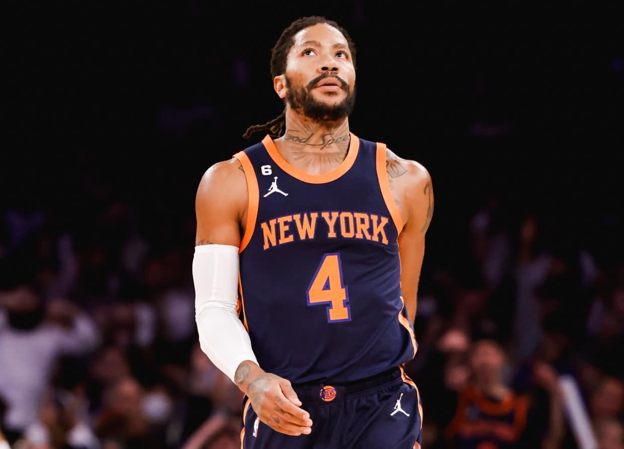 Derrick Rose, New York Knicks, NBA. Foto: Reprodu&ccedil;&atilde;o/Twitter/@nyknicks