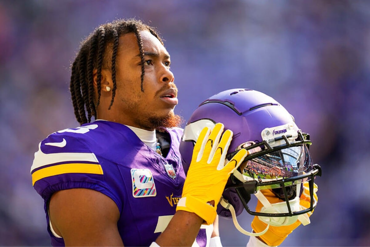Justin Jefferson em a&ccedil;&atilde;o pelos Vikings na NFL