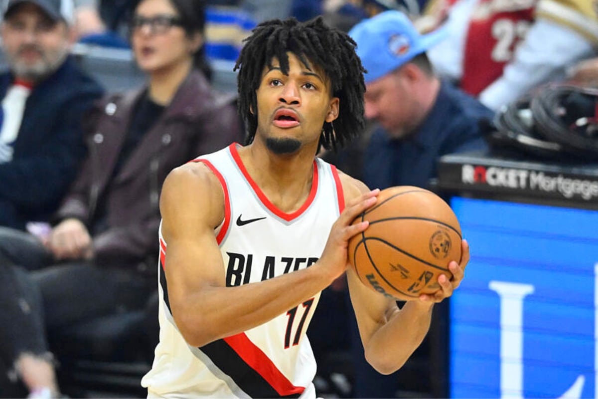 Shaedon Sharpe em a&ccedil;&atilde;o pelo Portland Trail Blazers na NBA
