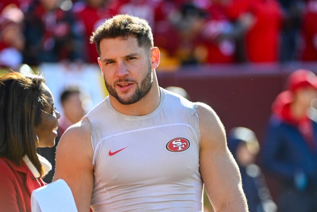 Esquenta Super Bowl: Nick Bosa cutuca o Kansas City Chiefs em coletiva