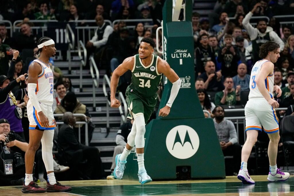 NBA: Giannis brilha e comanda vit&oacute;ria f&aacute;cil dos Bucks sobre OKC